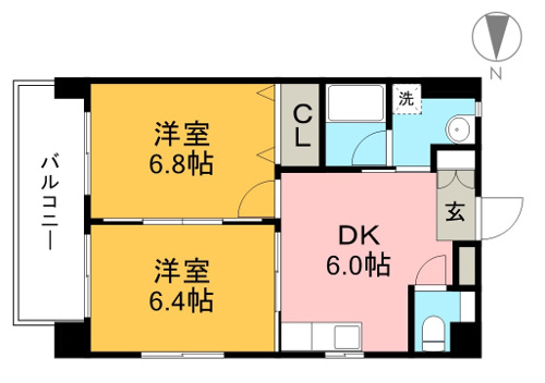 グレイス北久保 202号室 間取り図