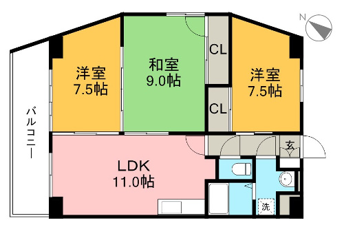 ロゼ３ 1101号室 間取り図