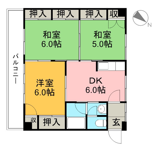 美和ハイツⅠ 205号室 間取り図