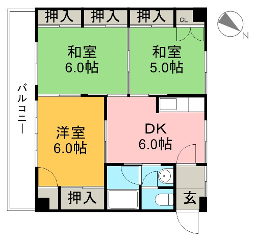 美和ハイツⅠ 305号室 間取り図