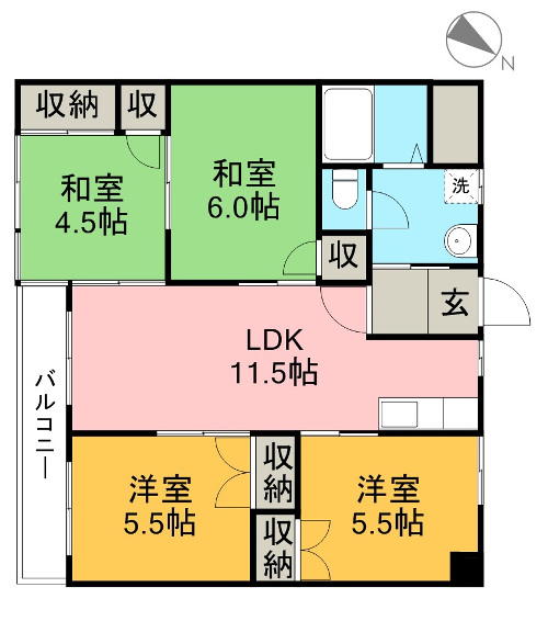 美和ハイツⅢ 406号室 間取り図