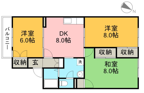 ヴィビエール新木 202号室 間取り図