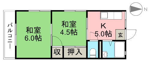 ハイツ大谷 2階西号 間取り図