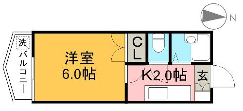 スカイプラザ新田 402号室 間取り図