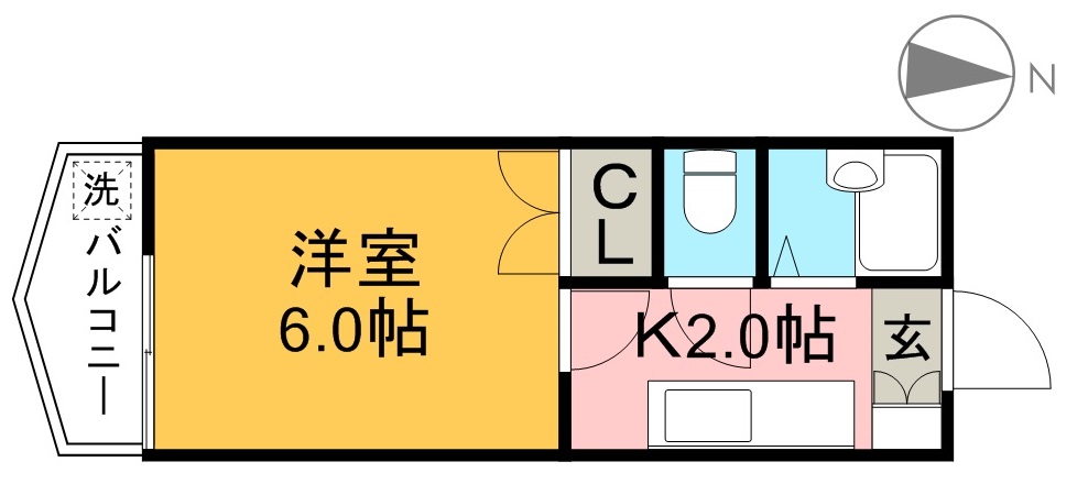 スカイプラザ新田 602号室 間取り図