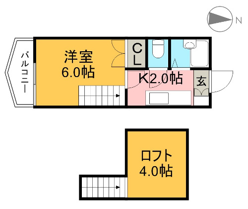 スカイプラザ新田 804号室 間取り図