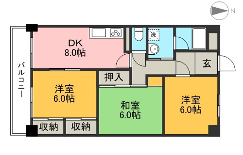 山本ハイツ 2B号室 間取り図