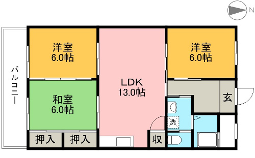 美誠マンション 3B 間取り図