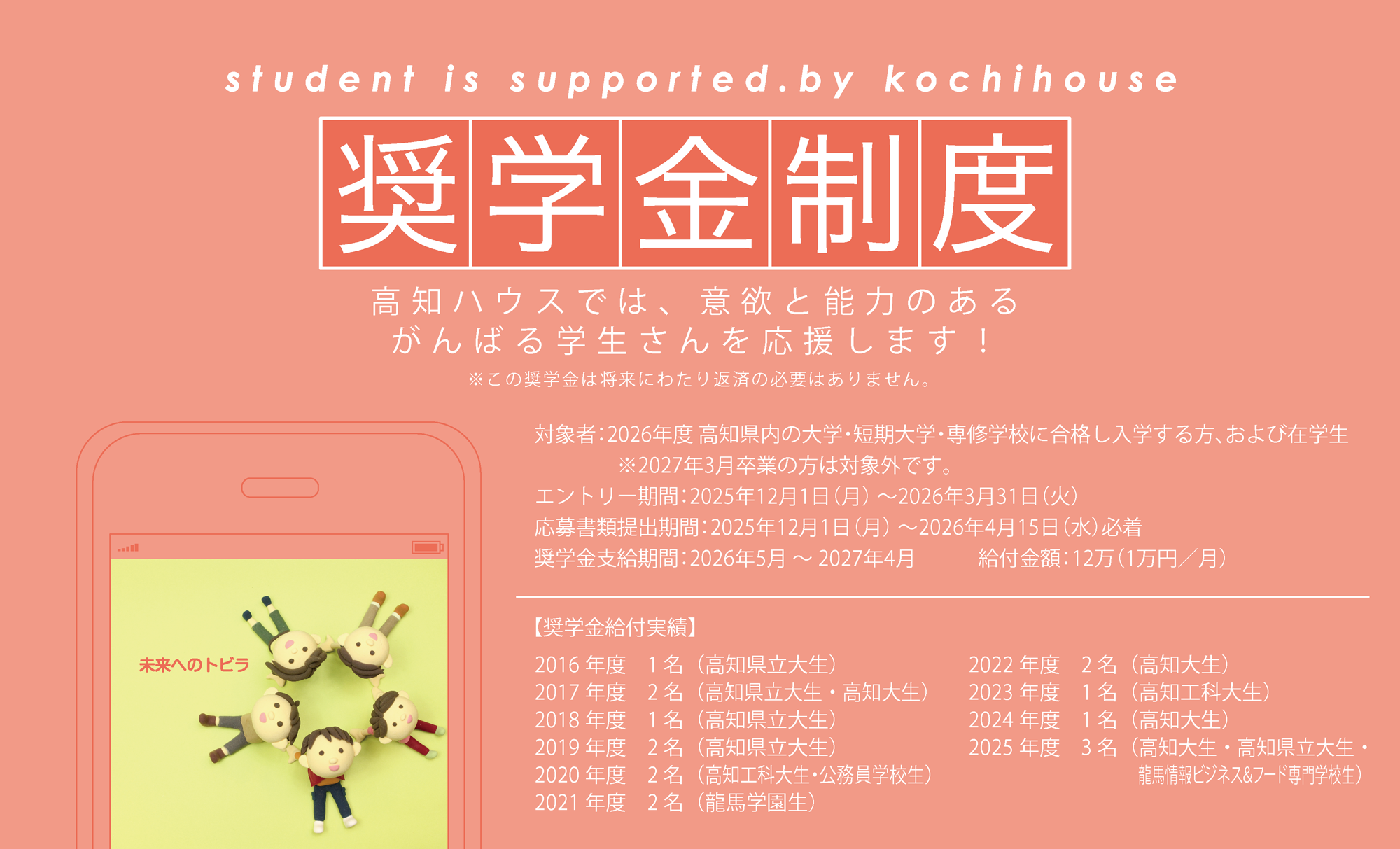 高知ハウス奨学金制度2026